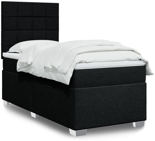 vidaXL Boxspringbett mit Matratze Schwarz 100x200 cm Stoff 3292701