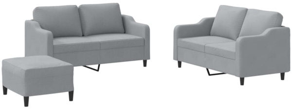 vidaXL 3-tlg. Sofagarnitur mit Kissen Hellgrau Stoff 3201810