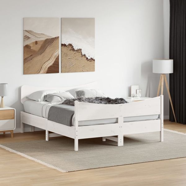 vidaXL Massivholzbett ohne Matratze Weiß 160x200 Kiefernholz 3216376
