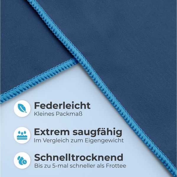 NirvanaShape Reisehandtuch Mikrofaser Handtücher Set, Badehandtuch, Reisehandtuch, Strandtuch, Ecktasche mit Reißverschluss, saugfähig, leicht, schnelltrocknend