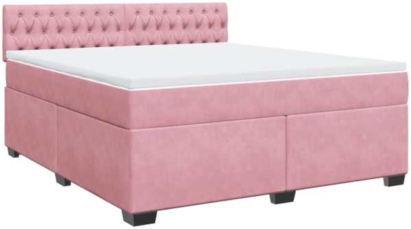 vidaXL Boxspringbett mit Matratze Rosa 180x200 cm Samt 3286389