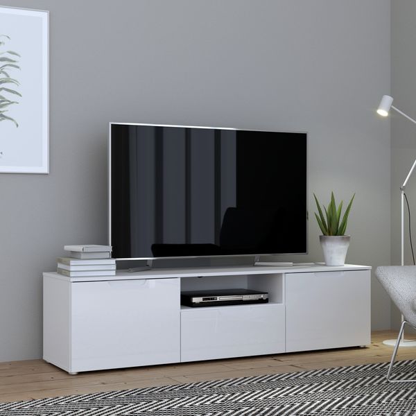 Forte 'Sienna' Lowboard, TV Unterschrank, weiß Hochglanz, 170x43 cm