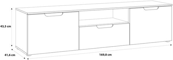 Forte 'Sienna' Lowboard, TV Unterschrank, weiß Hochglanz, 170x43 cm Bild 6