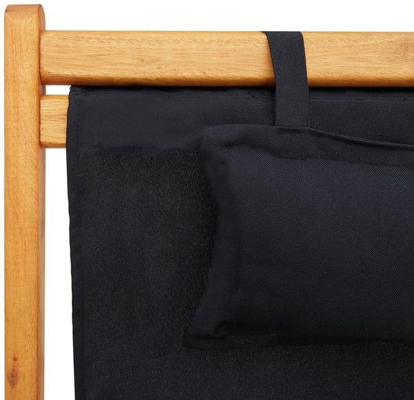 vidaXL Strandstuhl Klappbar Massivholz Eukalyptus und Stoff Schwarz 310313 Bild 7