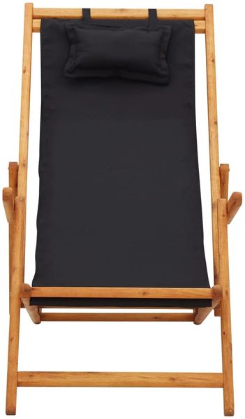 vidaXL Strandstuhl Klappbar Massivholz Eukalyptus und Stoff Schwarz 310313 Bild 2