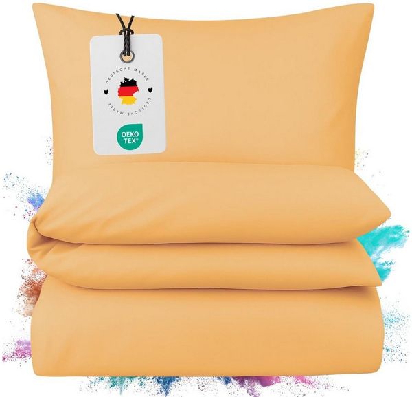 Carpe Sonno Bettwäsche Mako Satin 135 x 200 & 155 x 220 - Baumwolle Reißverschluss Einfarbig, Mako-Satin, 2 teilig, OEKO-TEX Premium Bettbezug 155x220 2 teilig - Gelb Uni