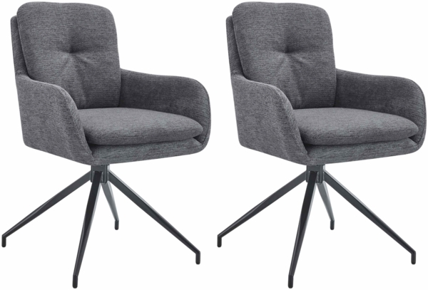 CLP 2er Set Esszimmerstühle Pickett Stoffbezug 180° Schwenkfunktion bis 150 kg,dunkelgrau