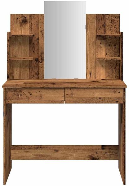 vidaXL Schminktisch mit Spiegel Altholz-Optik 96x39x142 cm 857011 Bild 4