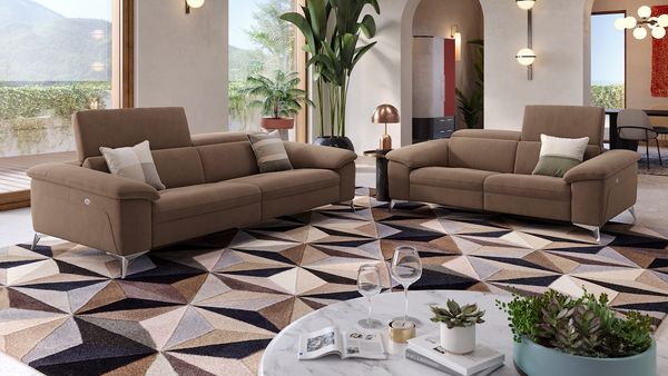Sofanella Zweisitzer STELLA Stoffsofa verstellbar Couch in Grün