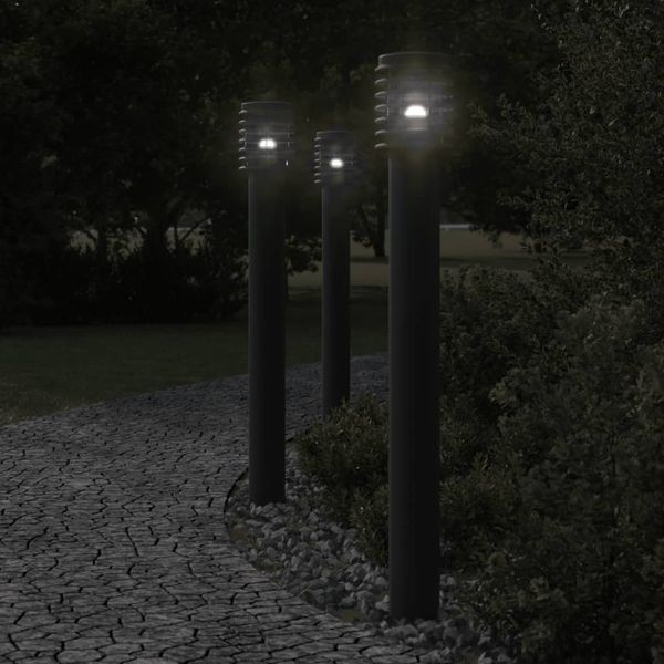 vidaXL Wegeleuchten mit Steckdose 3 Stk. Schwarz 110 cm Edelstahl 4006380