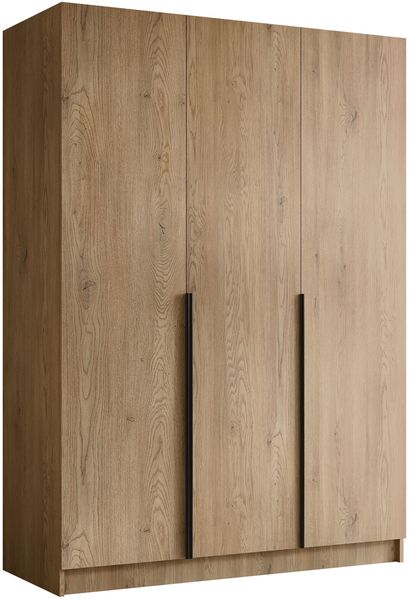 Drehtürenschrank Cikzori I, Kleiderschrank mit 3 Türen (Farbe: Eiche Cremona / Eiche Cremona + Schwarz)