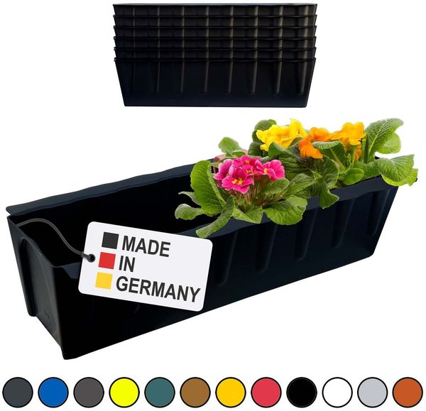 Hossi's Wholesale 6 Euro-Paletten Blumenkästen-Einsätze | 37,3cm Schwarz | Pflanzkasten für Europalette Palette | Balkonkasten | Blumentopf | aus stabilen Kunststoff | Made in Germany