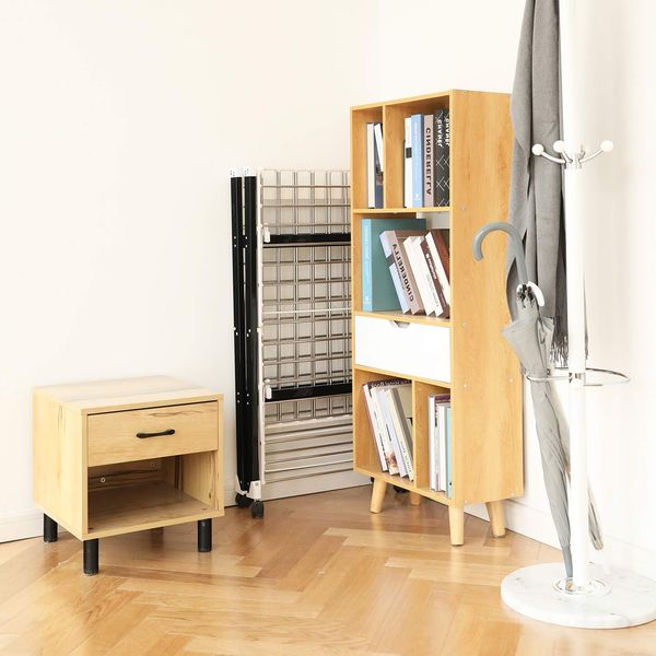 Todeco - Klappbarer Kleiderbügel, Klappbarer Wäscheständer - Material: Edelstahl - Größe der großen klappbaren Seitengitter: 49,0 x 43,2 cm (x 4 Teile) - 174 x 105 x 84 cm, Schwarz/Weiß Bild 3
