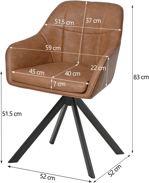 GOEURVANT 1437 Esszimmerstühle 6er-Set, 360° Drehbar, Kunstleder - Braun Bild 7