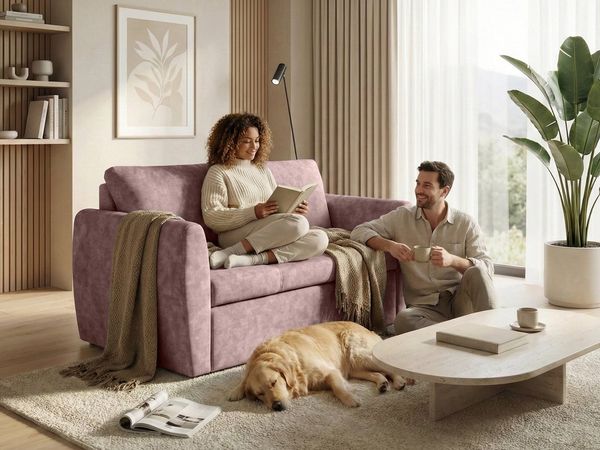 Beautysofa Schlafsofa Kamel II Liegefläche 188×122 cm, Bettkasten und Schlaffunktion, Pet Friendly Stoff