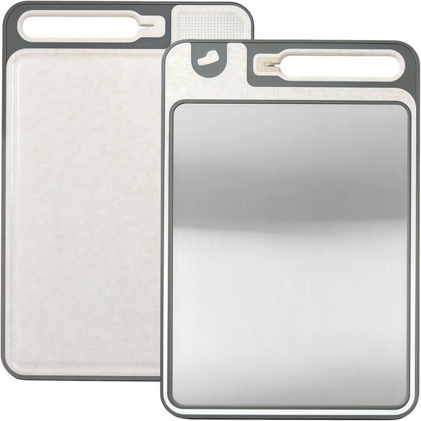 Agger Schneidebrett Hergestellt aus 100 % Edelstahl 316 und Weizenstroh-PP, 37x25 cm