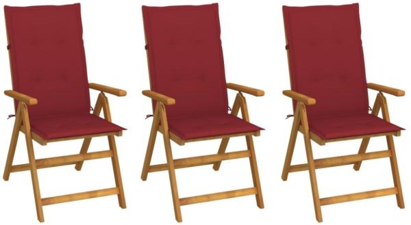 vidaXL Klappbare Gartenstühle 3 Stk. mit Auflagen Massivholz Akazie 3064098