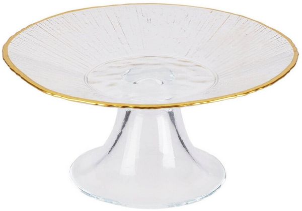 Home & styling collection Etagere Kuchenteller mit goldener Umrandung DATURA, 15 cm, Glas, (Etagere)