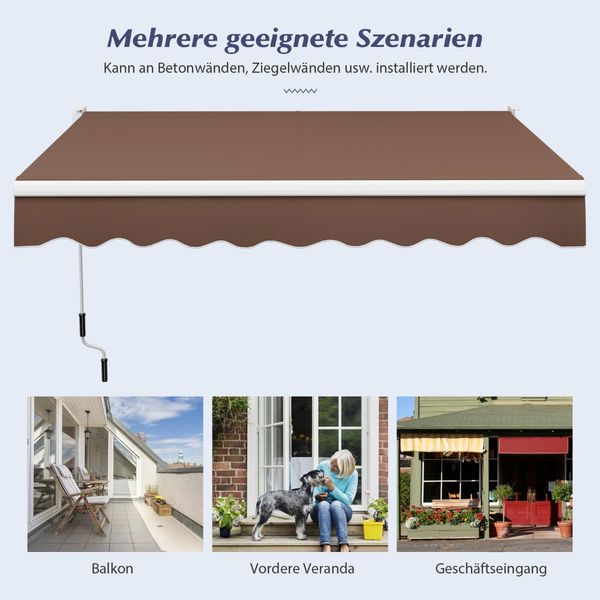 3 x 2,5 m Gelenkarmmarkise Sonnenmarkise Balkonmarkise Terrassenmarkise Klemmmarkise Braun