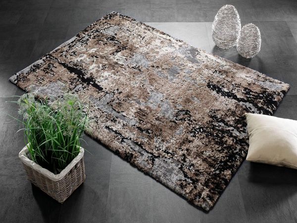 OCI DIE TEPPICHMARKE Teppich Juwel Liray, rechteckig, Höhe: 20 mm, Kurzflor, Wohnzimmer, Marmor Optik, Hoch Tief Effekt