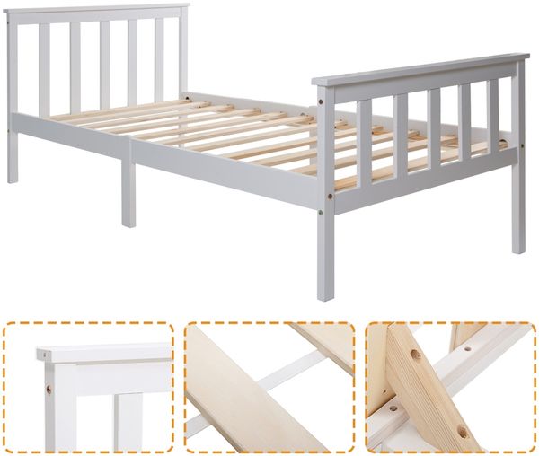 Kindereinzelbett 90×200 cm aus Massivholz mit Lattenrost, weiß Bild 7