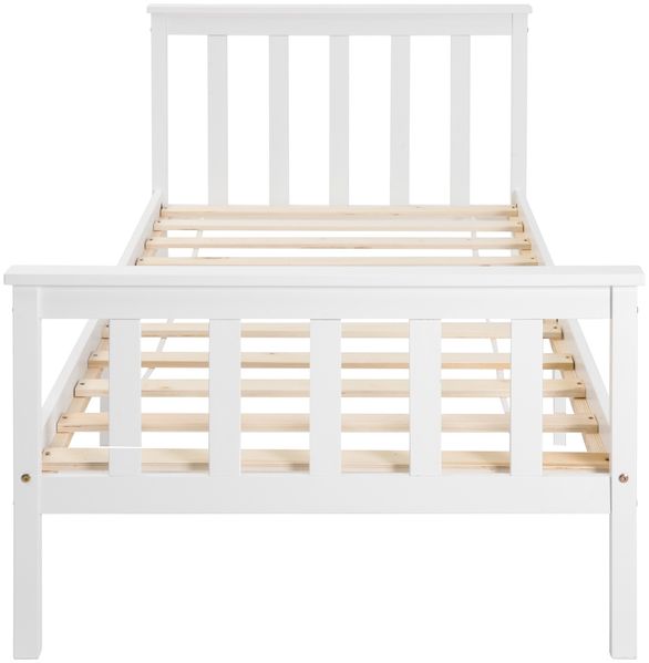 Kindereinzelbett 90×200 cm aus Massivholz mit Lattenrost, weiß Bild 9