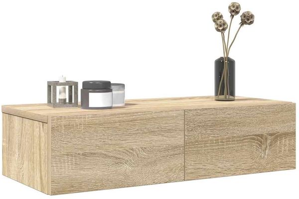 vidaXL Wandregal mit Schubladen Sonoma-Eiche 60x26,5x15 cm 859970