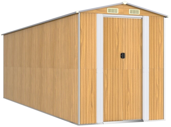 vidaXL Geräteschuppen Hellbraun 192x606x223 cm Verzinkter Stahl 3147476