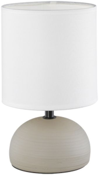 LED Tischleuchte Keramik Cappucino runder Stofflampenschirm Weiß, Höhe 23cm Bild 2