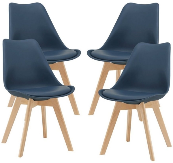 Esszimmerstuhl Fläten 4er Set Kunstleder Blau [en. casa]