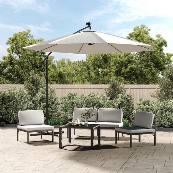 vidaXL Sonnenschirm Ampelschirm mit LED-Beleuchtung 300 cm Metallmast 42970