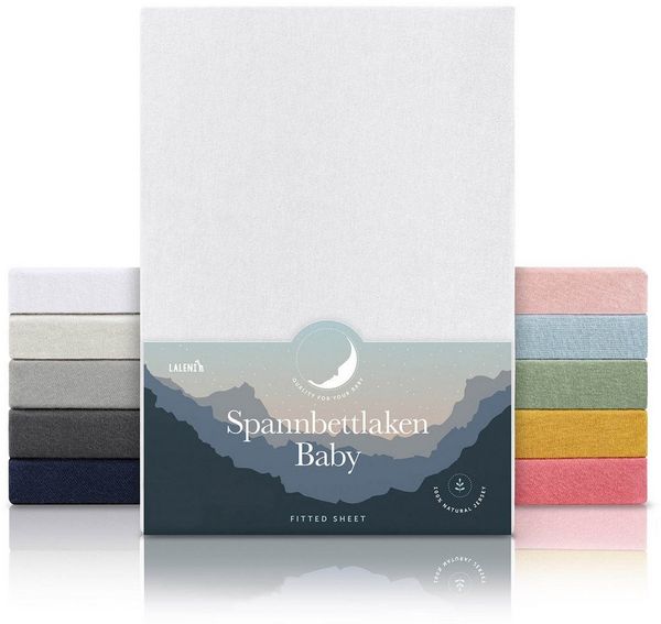 Laleni 2er-Set Jersey Spannbettlaken Laufgitter quadratisch 100x100 cm - Oeko-Tex Zertifiziert, 100% Baumwolle, atmungsaktives Spannbetttuch für Baby, 135 g/m², weiß