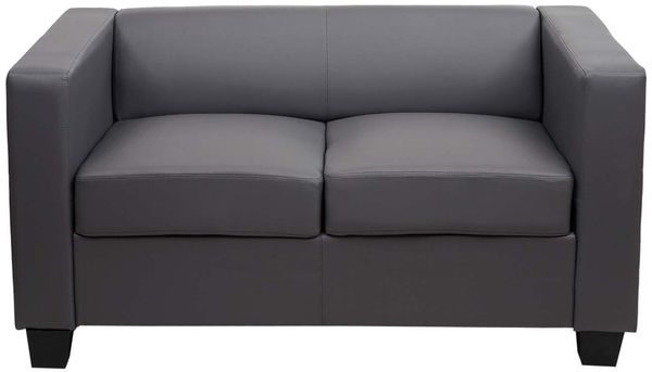 3-2-1 Sofagarnitur Couchgarnitur Loungesofa Lille ~ Kunstleder, dunkelgrau Bild 5