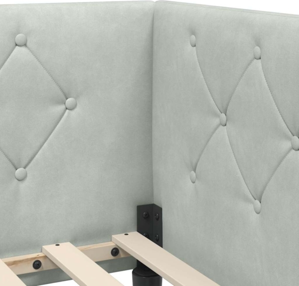 vidaXL Eckbettgestell mit Matratze Hellgrau 90x190 cm Samt 3394144 Bild 8