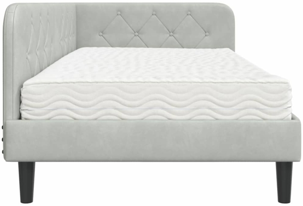 vidaXL Eckbettgestell mit Matratze Hellgrau 90x190 cm Samt 3394144 Bild 6