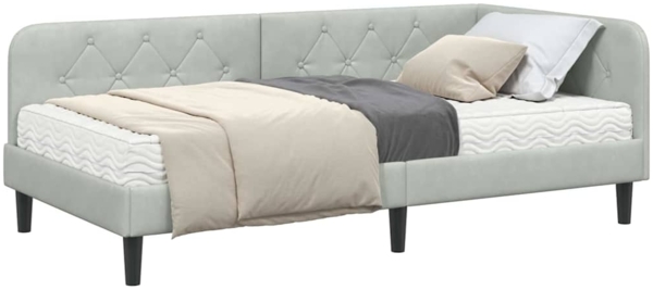 vidaXL Eckbettgestell mit Matratze Hellgrau 90x190 cm Samt 3394144 Bild 2