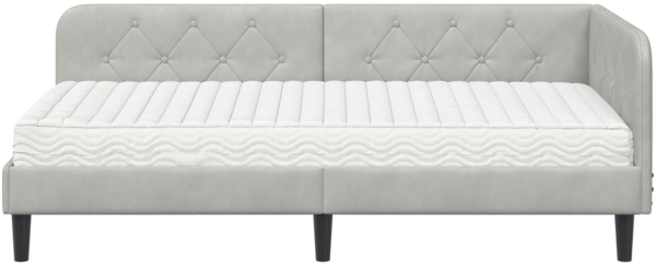 vidaXL Eckbettgestell mit Matratze Hellgrau 90x190 cm Samt 3394144 Bild 4