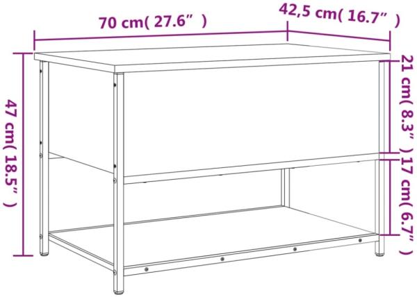 vidaXL Sitzbank mit Stauraum Räuchereiche 70x42,5x47 cm Holzwerkstoff 839020 Bild 5