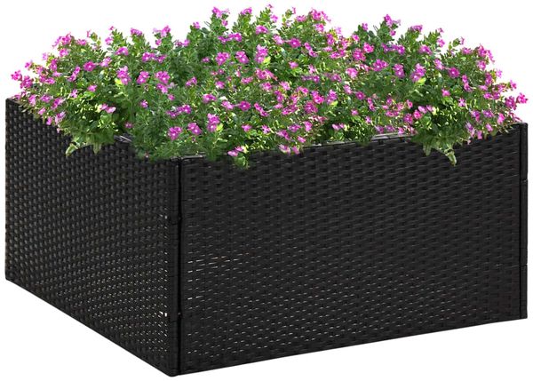 vidaXL Pflanzkübel Schwarz 80x80x40 cm Poly Rattan 319171
