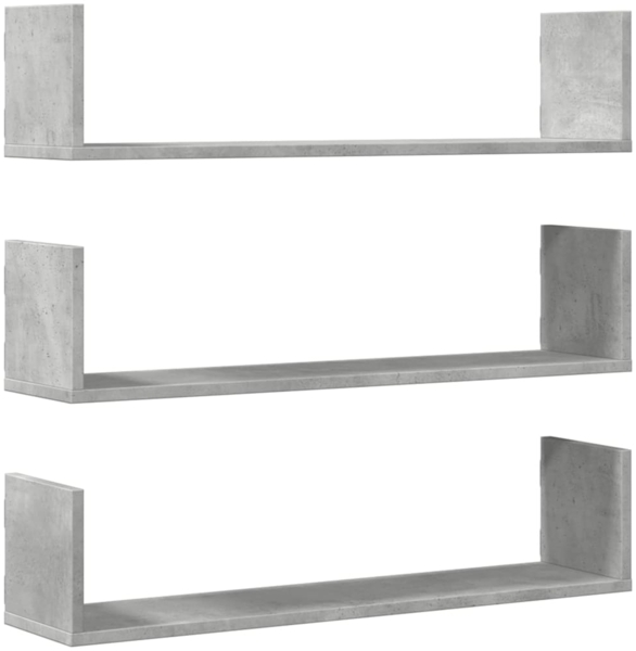 vidaXL Wandregale 3 Stk. Betongrau 80x18x18 cm Holzwerkstoff 853293