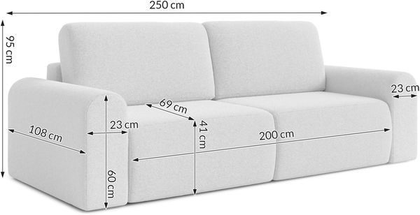 AX LIVING Modern Schlafsofa Otterton 250 cm Sofa Hellgrau Bettkasten Bild 3