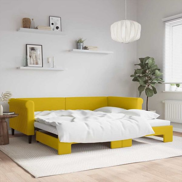 vidaXL Tagesbett Ausziehbar Gelb 100x200 cm Samt 3197783
