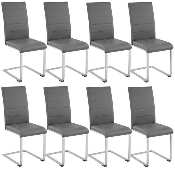 tectake Esszimmerstuhl Set Schwingstuhl (8er Set, 8 St), gepolstert mit Kunstlederbezug