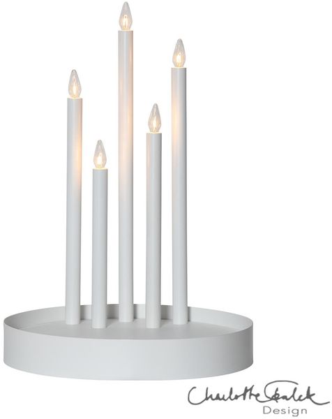 Kerzenleuchter ,Deco mit Tablett, 5-flammig, weiß