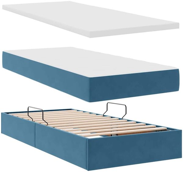vidaXL LED-Speicherbett mit Matratze Dunkelblau 100 x 200 cm Samt 3371497 Bild 9