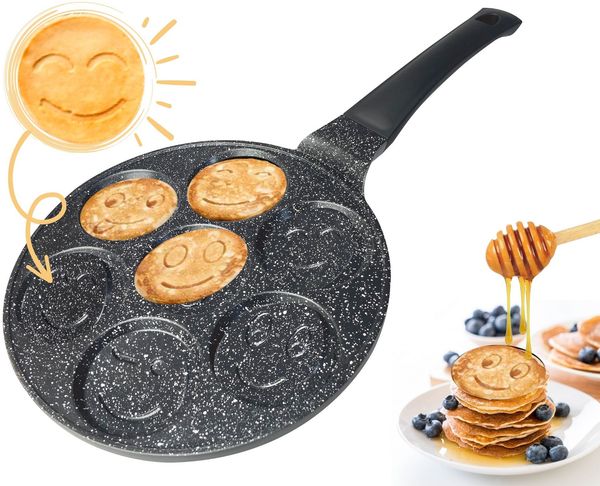 Cheffinger 'Smiley' Pfannkuchen-Pfanne, Aluminium schwarz, Ø 26 cm
