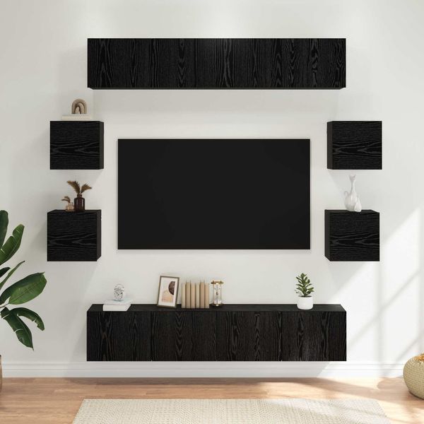 vidaXL TV-Schrankset 8 pcs 80 x 30 x 30 cm Schwarze Eiche 3438604