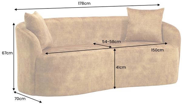 Design Sofa ARCO senfgelb modern 2-Sitzer Couch Samt 180 cm Federkern Bild 11