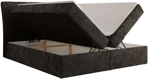 Boxspringbett DAGOS 160 x 200 cm mit Kopfteil, Lattenrost und Stauraum – Doppelbett mit Matratze & Topper Visco , stabile Konstruktion, Bettkasten, modernes Design - Dunkelgrau Schenille glatt - H4 Bild 4