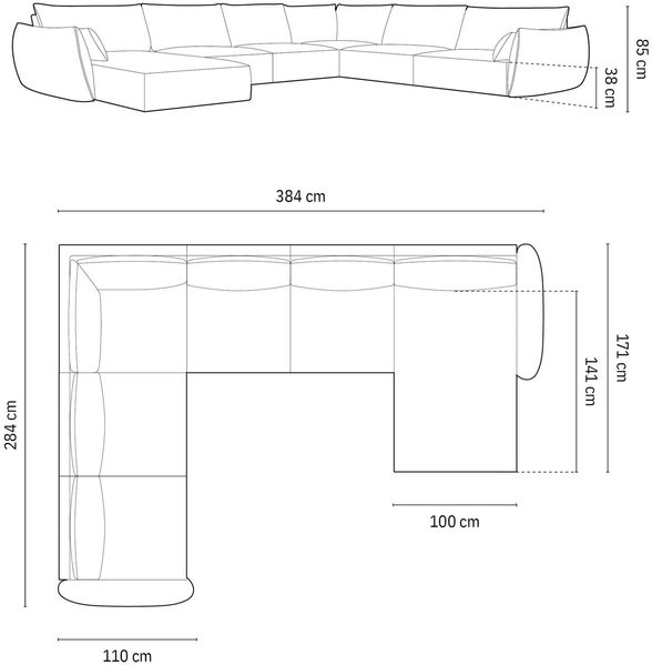 Micadoni Panorama-Ecksofa Kaelle 8-Sitzer Links Chenille Over The Horizon Dunkelgrau Bild 5